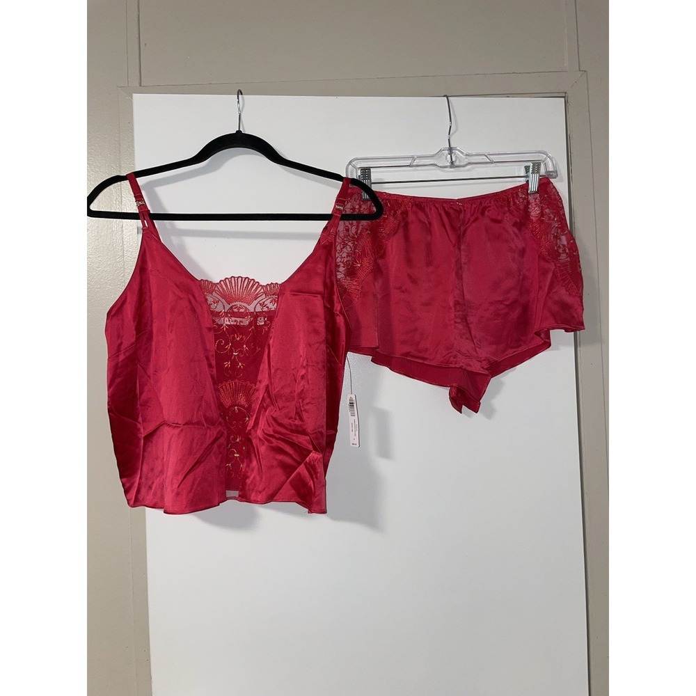 Soma's Sexiest Silk Pajama Camisole & Shorts Red Set Small Washable Lightweight